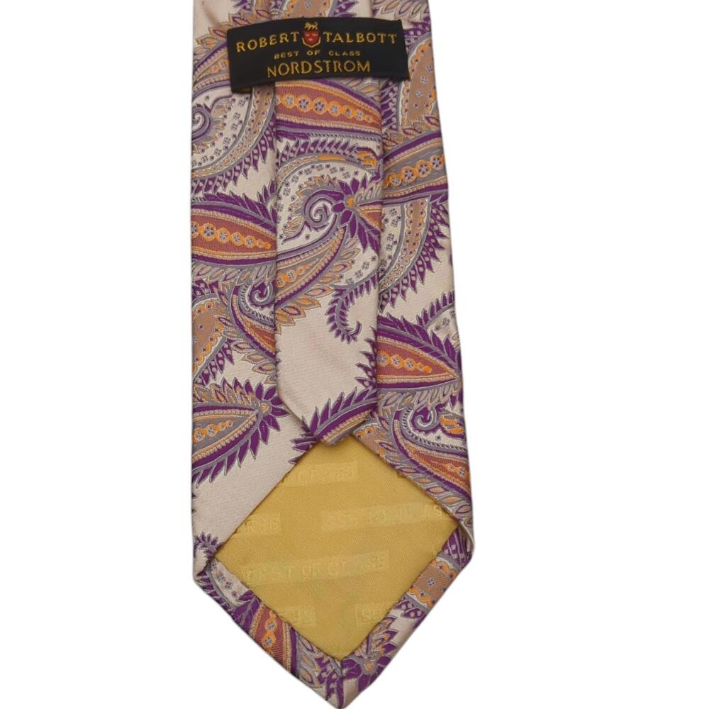 Robert Talbott Silk Tie‎ Paisley Cream Best Of Class Nordstrom 60.75"x3.25" USA - Picture 4 of 9